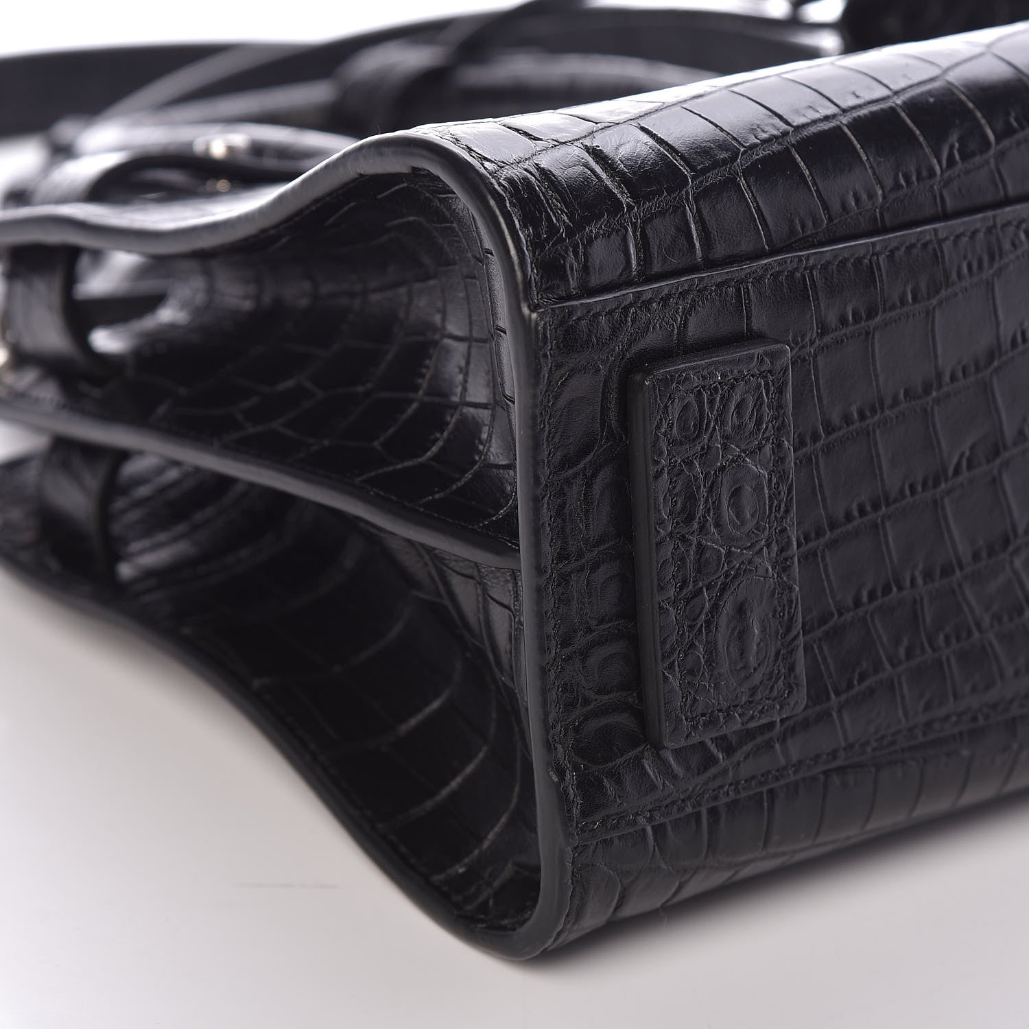 Saint Laurent Calfskin Crocodile Embossed Nano Supple Sac De Jour Black 9 of 10