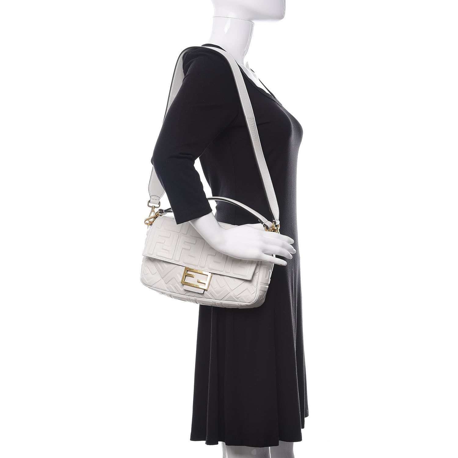Fendi Nappa FF 1974 Embossed Baguette White 2 of 9
