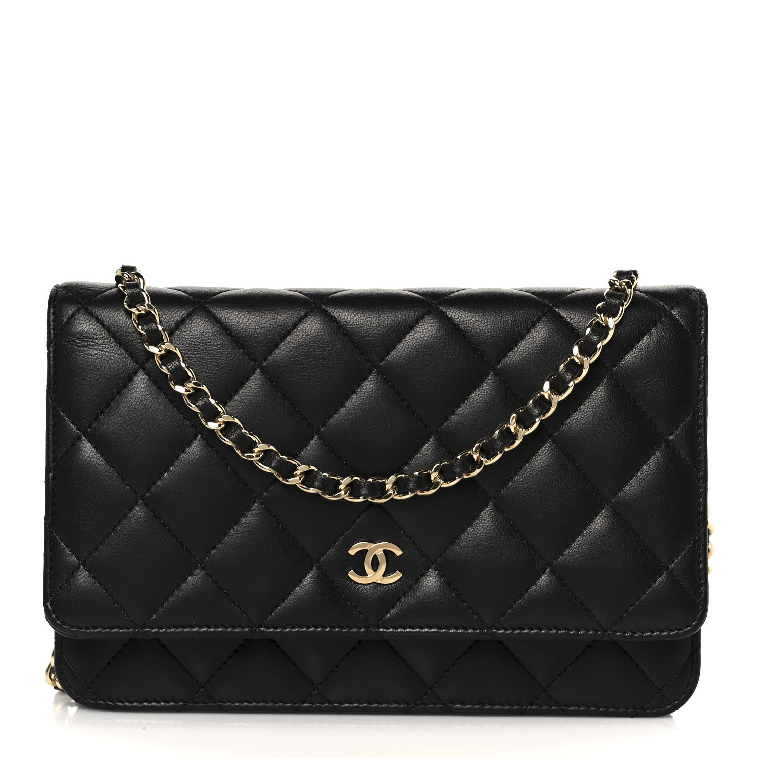Chanel Lambskin Quilted Wallet On Chain WOC Black 1 of 12