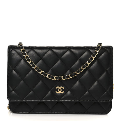 Chanel Lambskin Quilted Wallet On Chain WOC Black 1 of 12