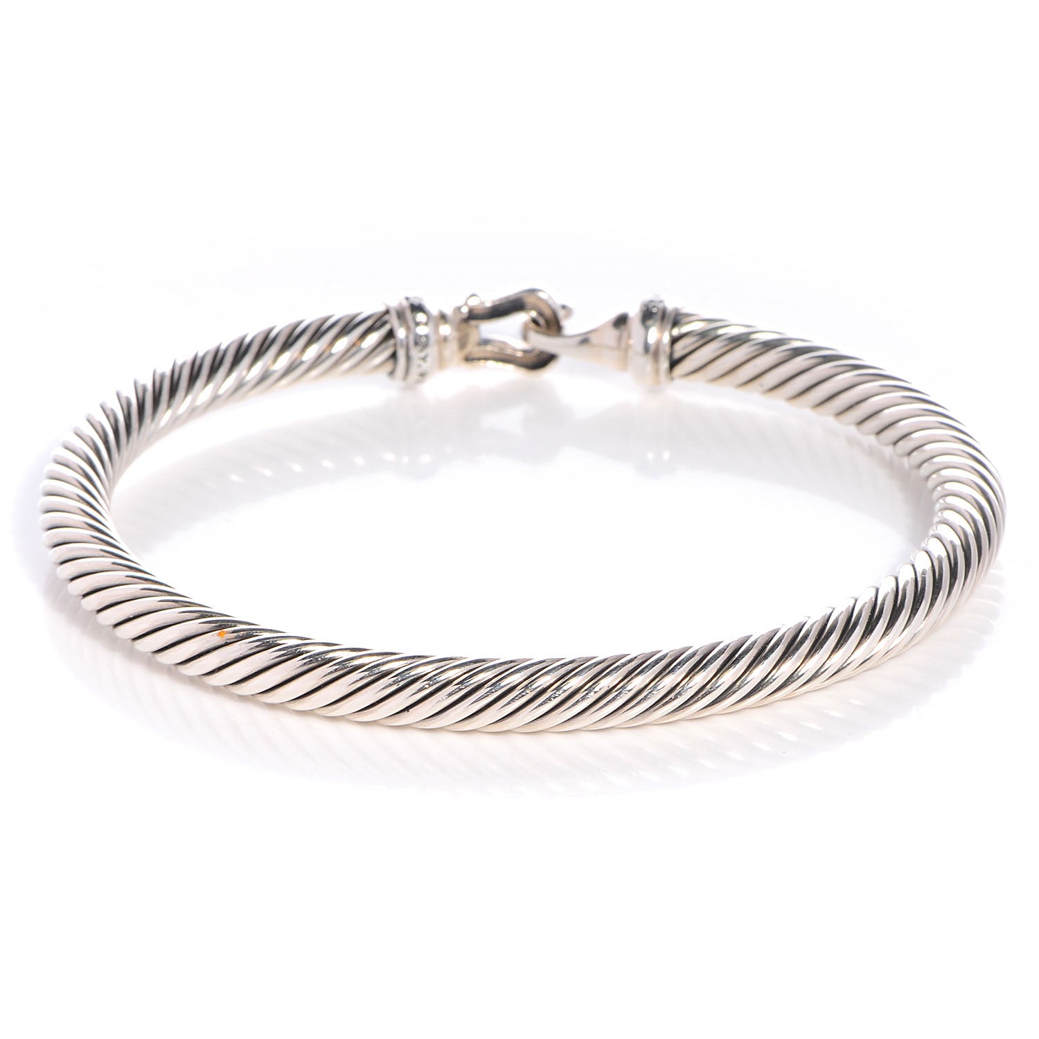 David Yurman Sterling Silver Diamond 5mm Cable Buckle Bracelet 3 of 6