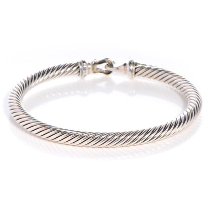 David Yurman Sterling Silver Diamond 5mm Cable Buckle Bracelet 3 of 6