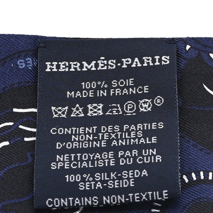 Hermes Silk Festival Des Amazones Bandana Fringed Twilly Bleu Black Bleu Black 3 of 4