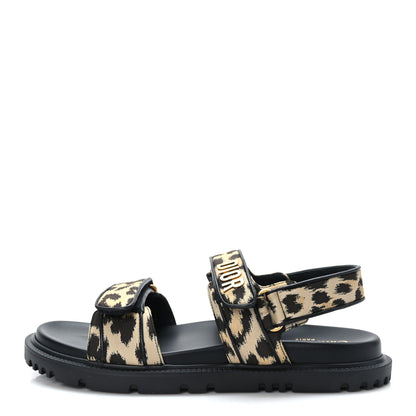 Christian Dior Technical Fabric Mizza Print Dioract Sandals 40 Beige Multicolor 1 of 8