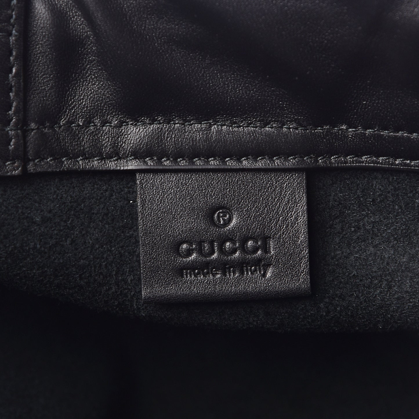 Calfskin Logo Drawstring Backpack Black