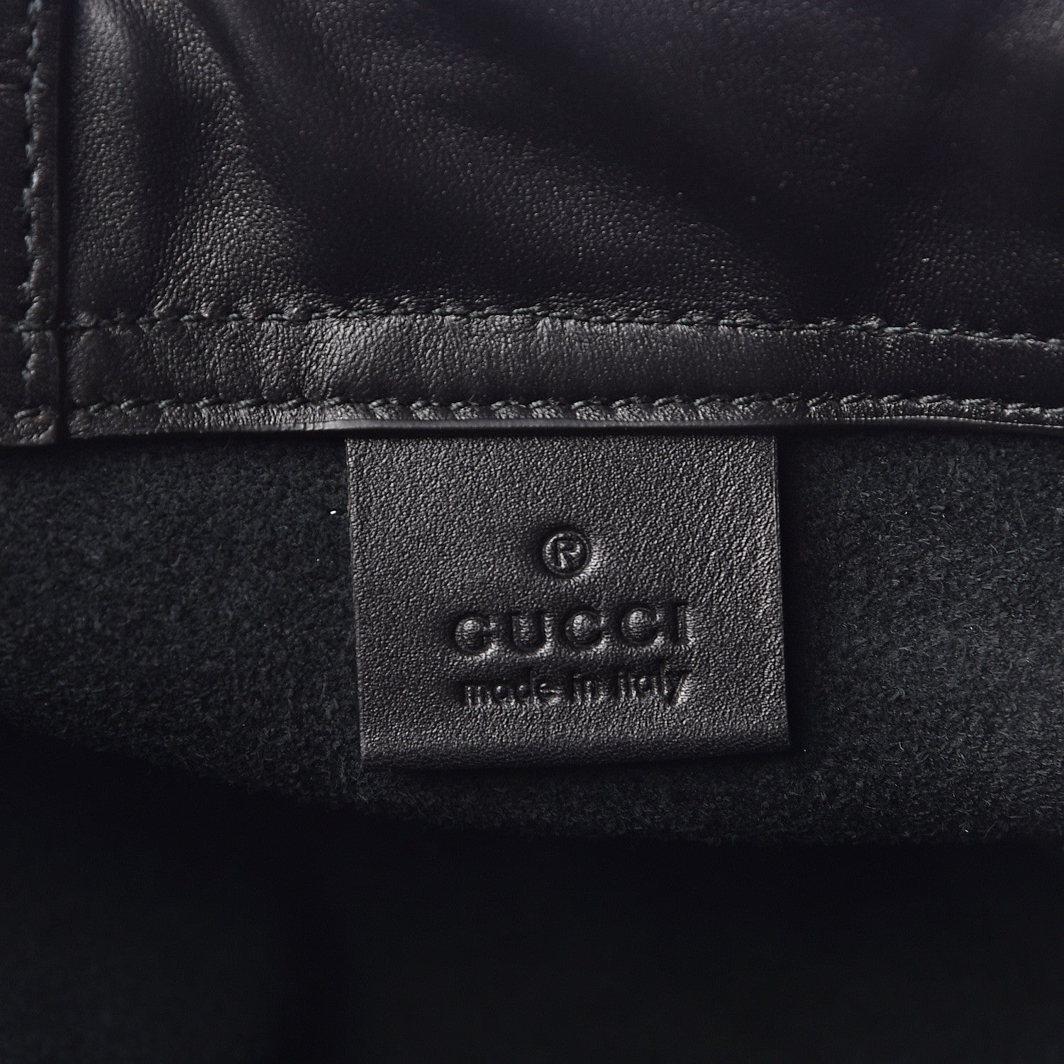 Gucci Calfskin Logo Drawstring Backpack Black 7 of 11