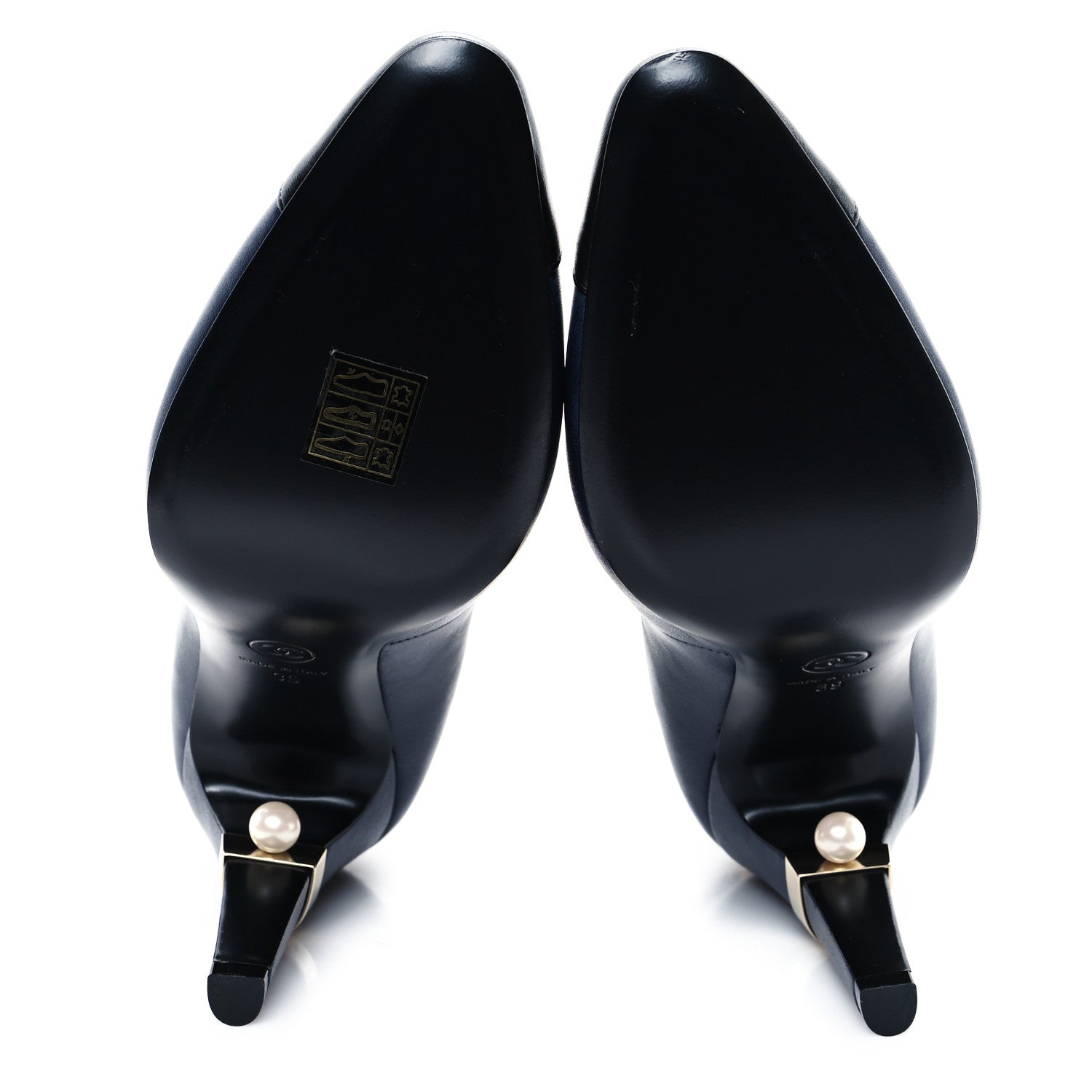 Chanel Lambskin Booties 39 Black Navy 6 of 9