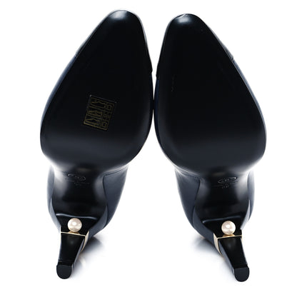 Chanel Lambskin Booties 39 Black Navy 6 of 9