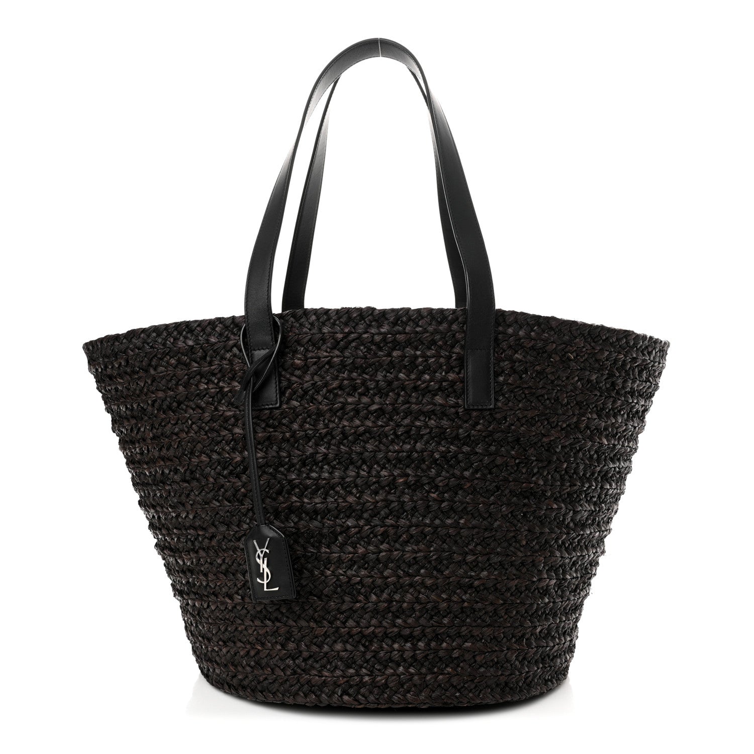 Saint Laurent Raffia Calfskin Medium Panier Tote Dark Brown 1 of 10
