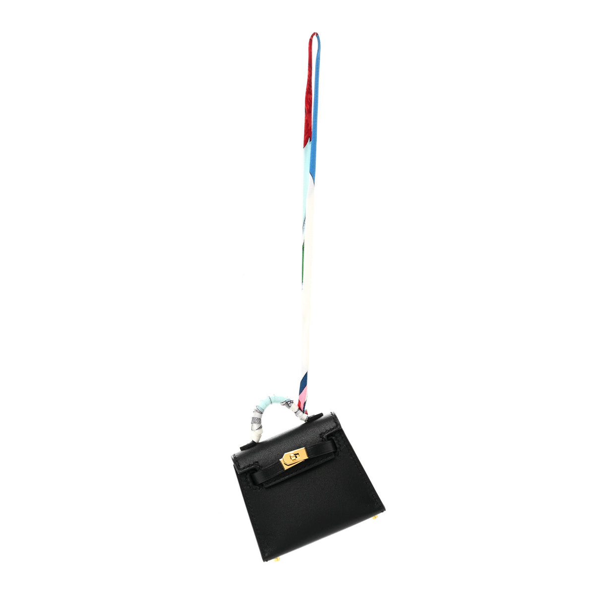 Hermes Tadelakt Mini Kelly Twilly Bag Charm Black 1 of 7