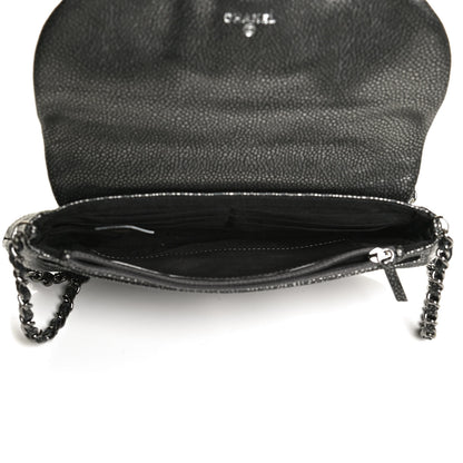 Chanel Metallic Caviar Half Moon Wallet On Chain WOC Dark Silver 5 of 10