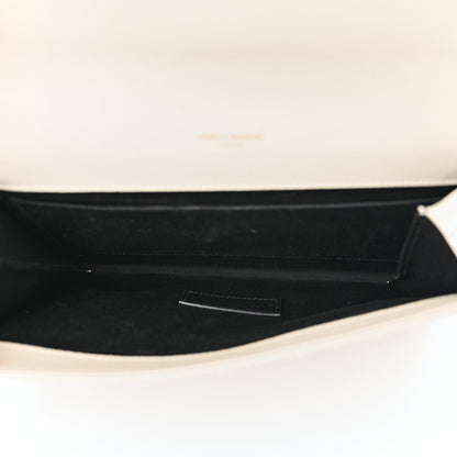 Saint Laurent Grain De Poudre Textured Mixed Matelasse Triquilt Monogram Clutch Blanc Vintage 5 of 7