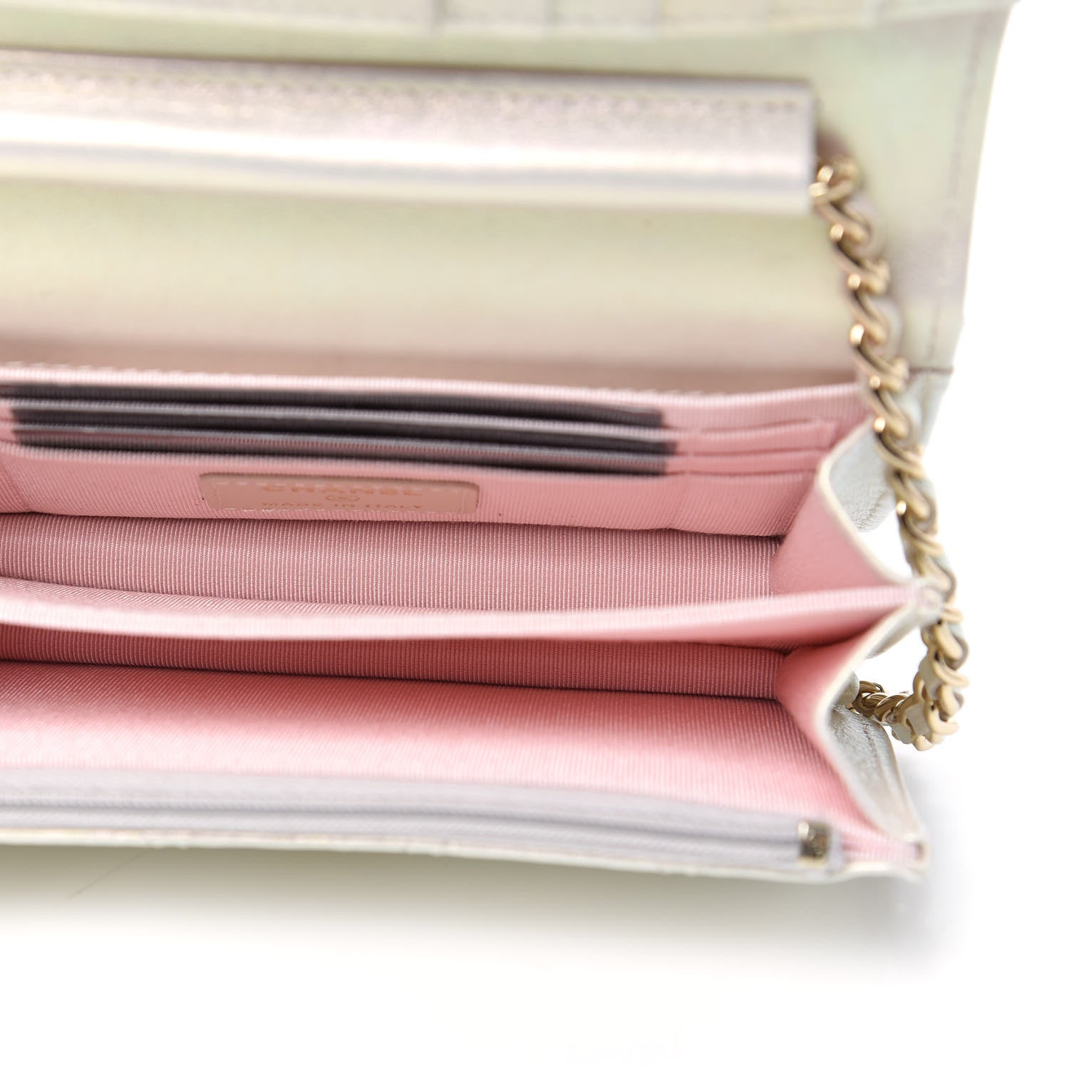 Chanel Iridescent Lambskin Quilted Mini Wallet On Chain WOC Ivory 5 of 11