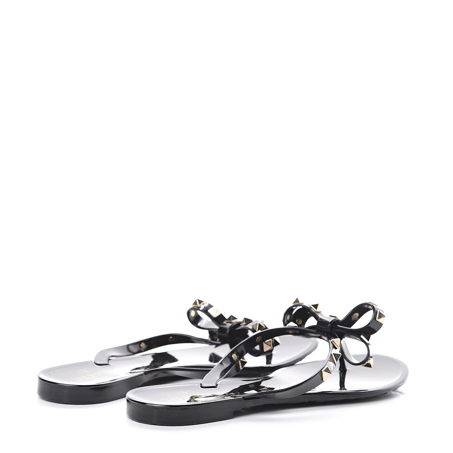 Valentino Garavani PVC Jelly Rockstud Bow Thong Sandals 39 Black 4 of 7