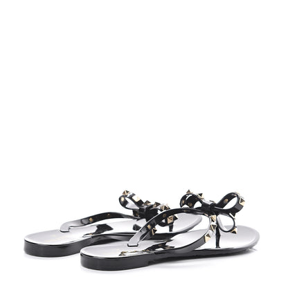 Valentino Garavani PVC Jelly Rockstud Bow Thong Sandals 39 Black 4 of 7