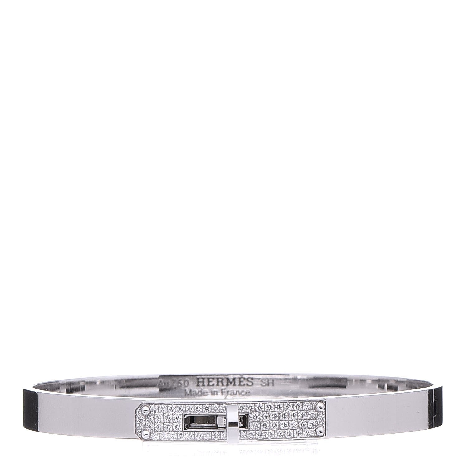 Hermes 18K White Gold Diamond PM Kelly Pave Bracelet SH 1 of 6