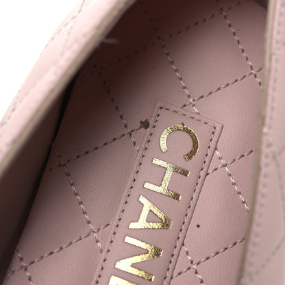 Chanel Calfskin Lambskin Quilted CC Ballerina Flats 39 Light Pink Black 12 of 13