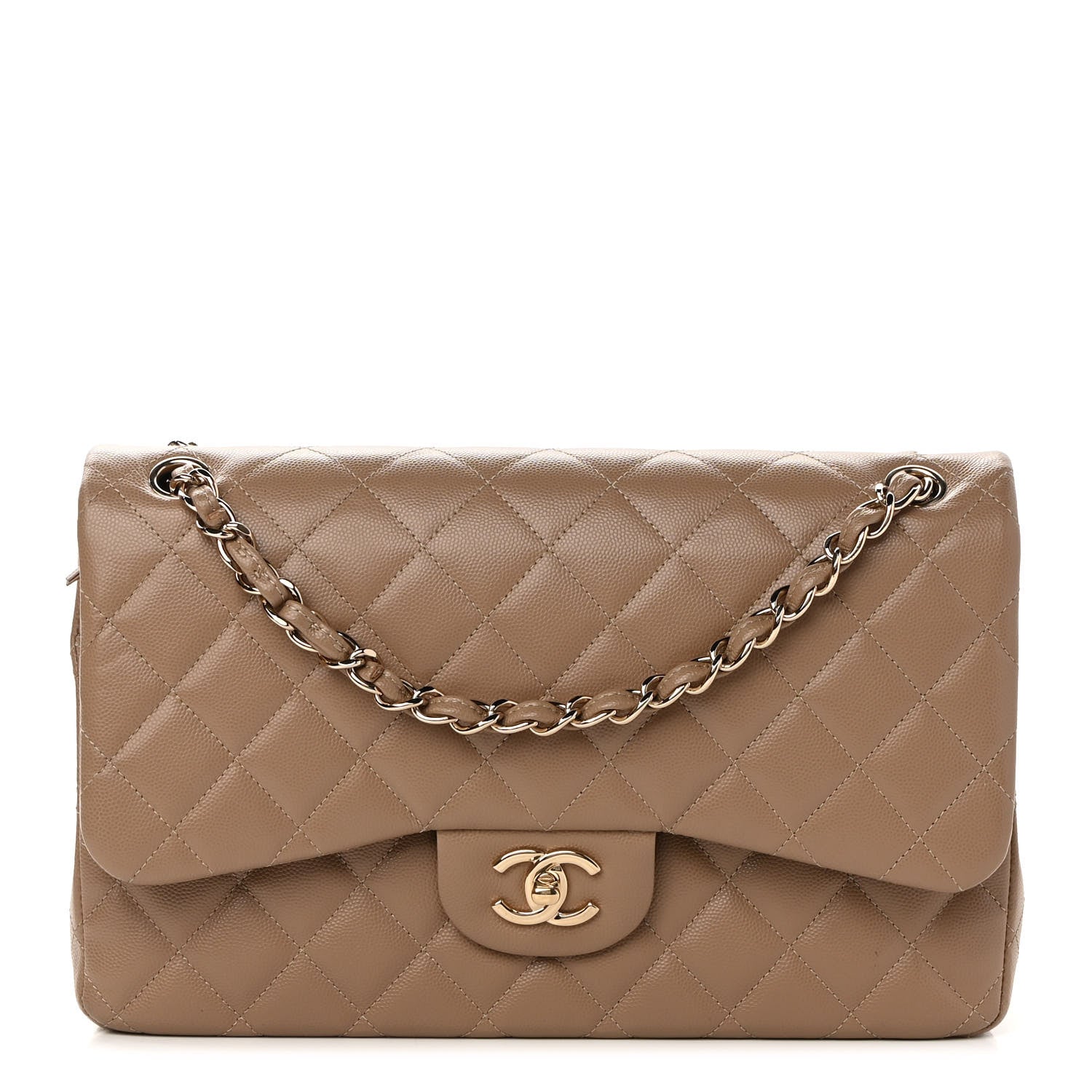 Chanel Caviar Quilted Jumbo Double Flap Beige 1 of 10
