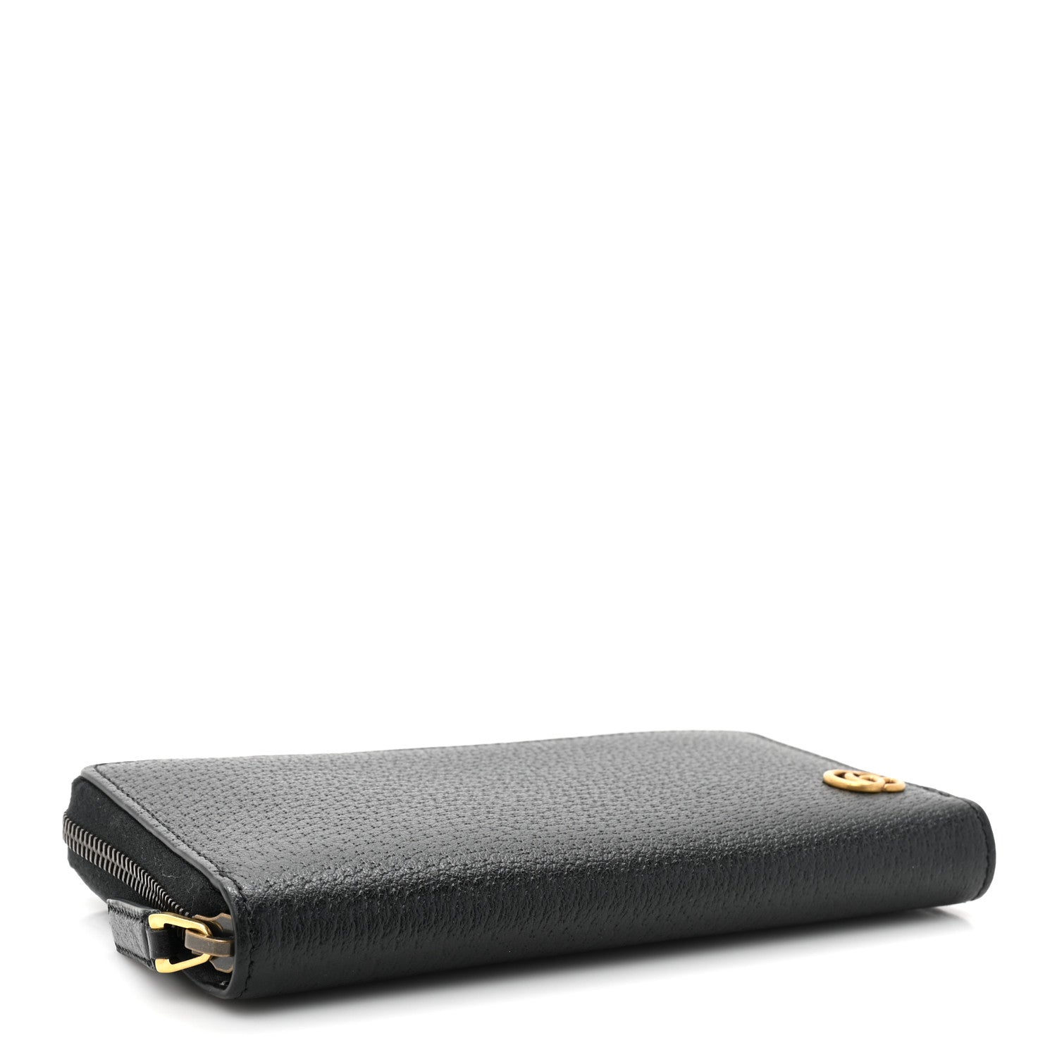Gucci Dollar Calfskin Boar Effect GG Marmont Zip Around Wallet Black 4 of 14