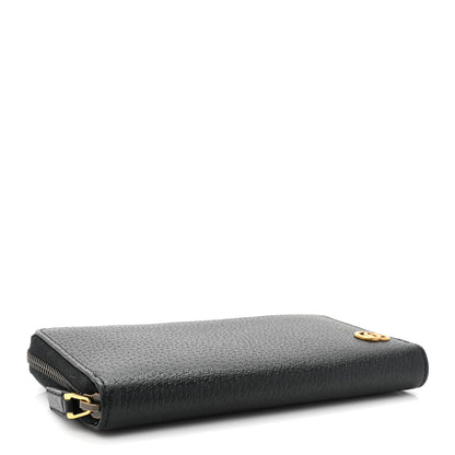 Gucci Dollar Calfskin Boar Effect GG Marmont Zip Around Wallet Black 4 of 14