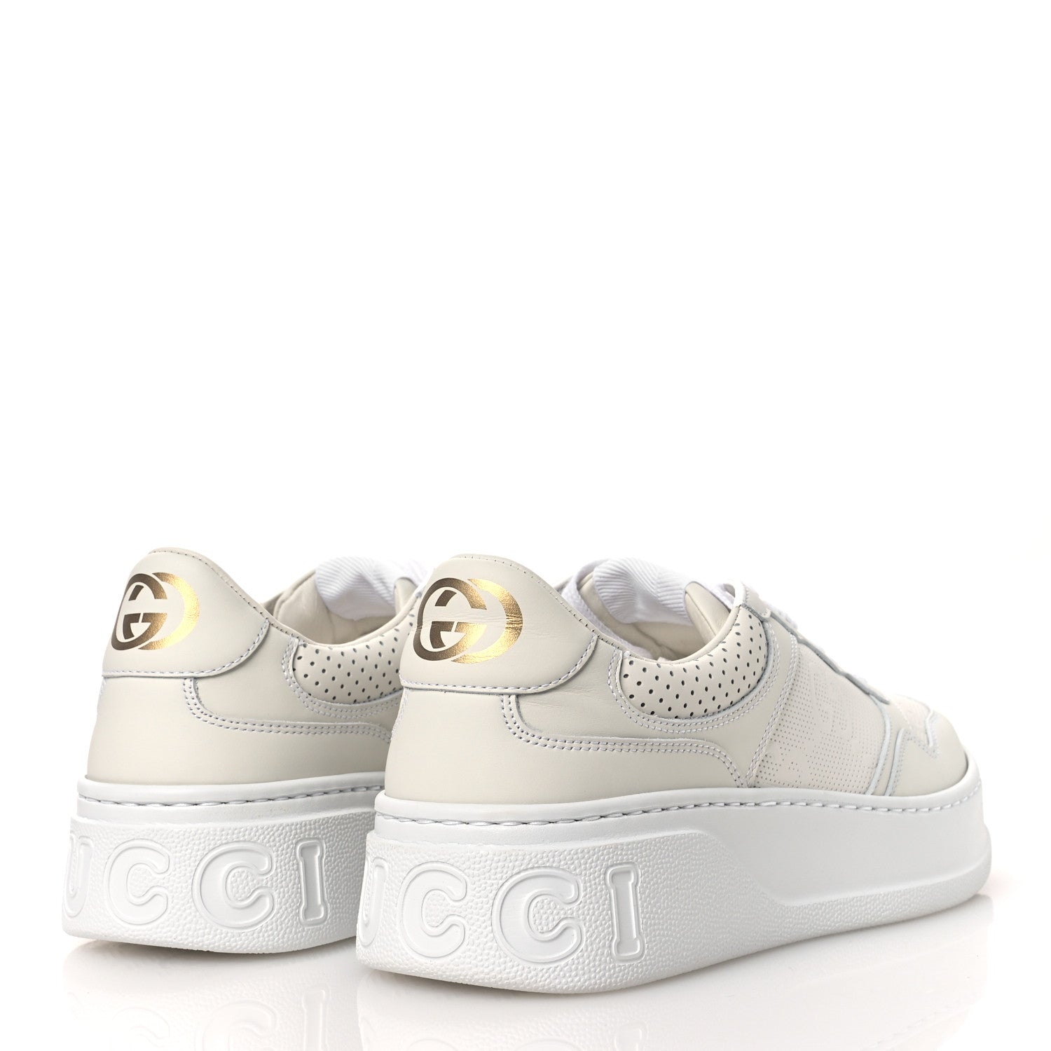 Gucci Calfskin GG Tennis Embossed Perforated Womens Platform 55mm