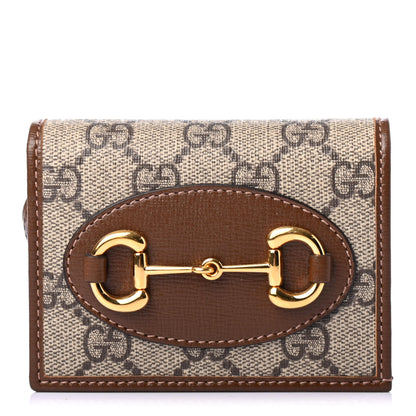 Gucci GG Supreme Monogram Horsebit 1955 Card Case Wallet Beige Ebony Brown Sugar 1 of 4