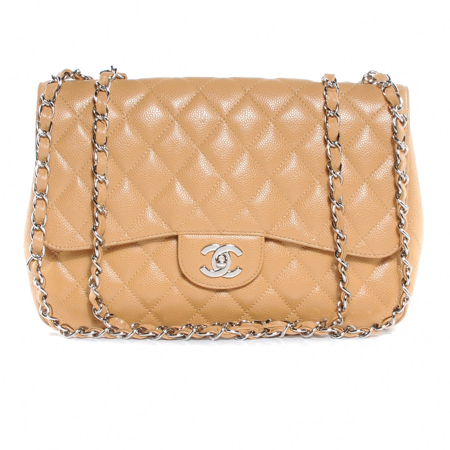 Caviar Jumbo Single Flap Beige