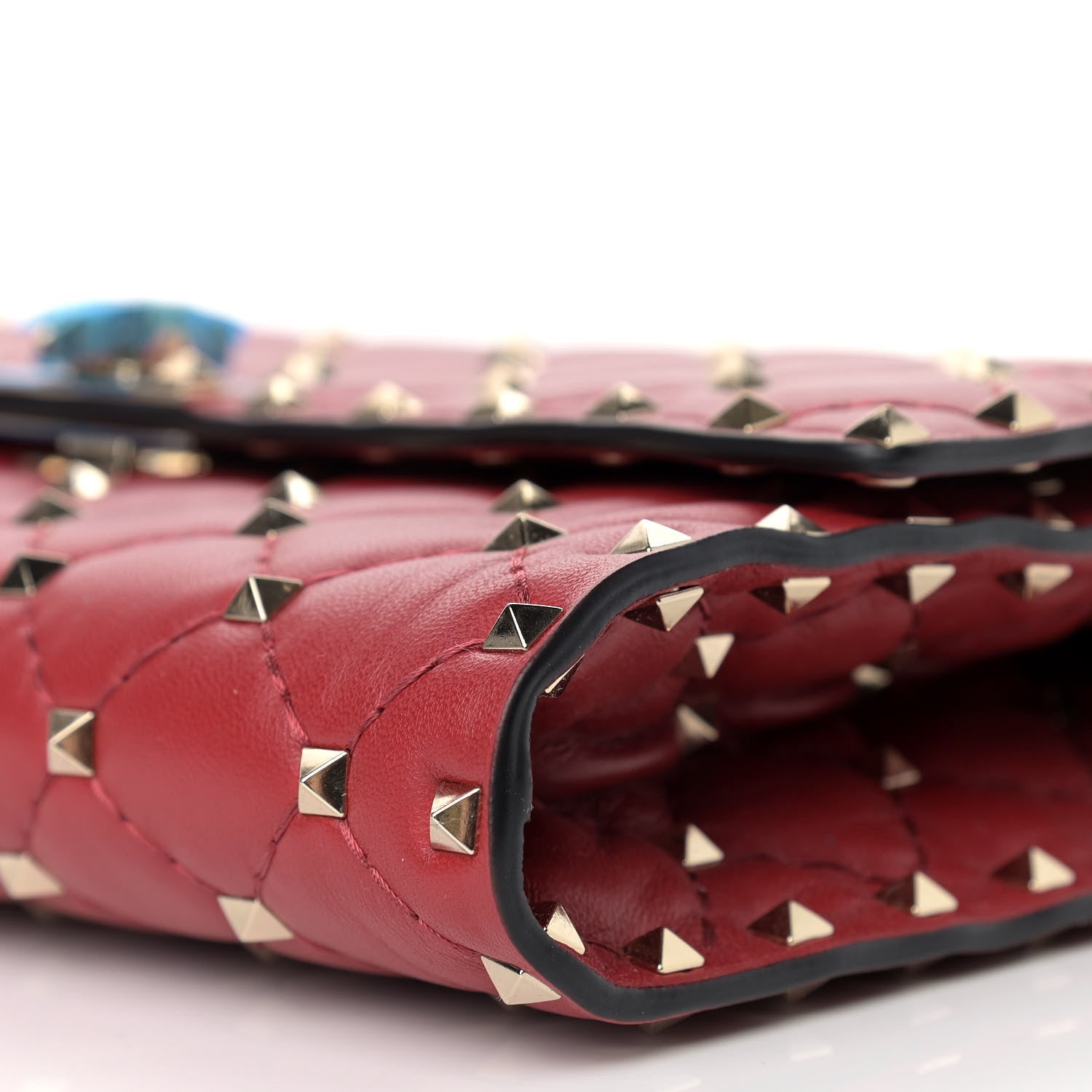 Valentino Garavani Nappa Rockstud Spike Wallet on Chain Rosso Valentino 8 of 9