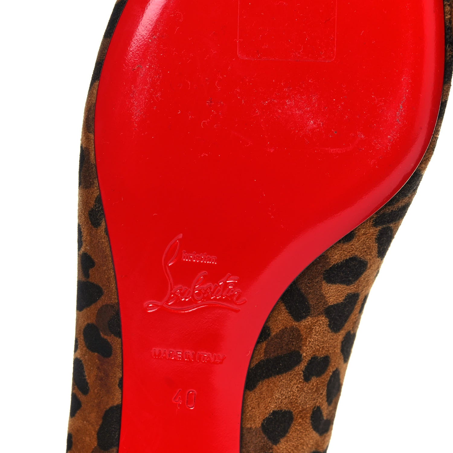 Christian Louboutin Veau Velours Nappa Leopard Print Spiked Hall Flats 40 Caramel 6 of 10