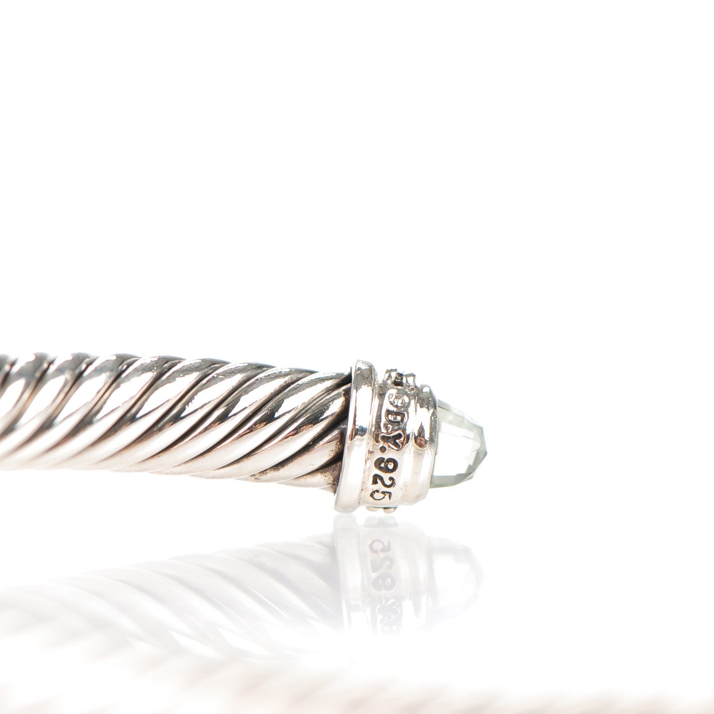 David Yurman Sterling Silver Diamond Prasiolite 5mm Cable Classics Bracelet 4 of 5