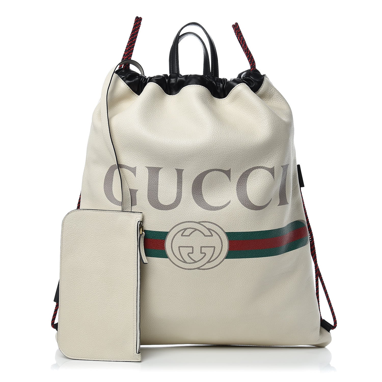 Gucci Calfskin Logo Drawstring Backpack Mystic White 1 of 10