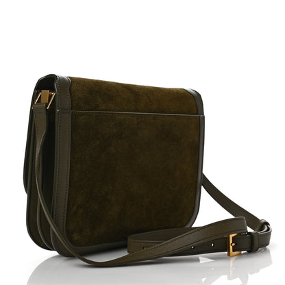 Saint Laurent Suede Smooth Calfskin Monogram Medium Solferino Soft Satchel Sesame Seaweed 3 of 8