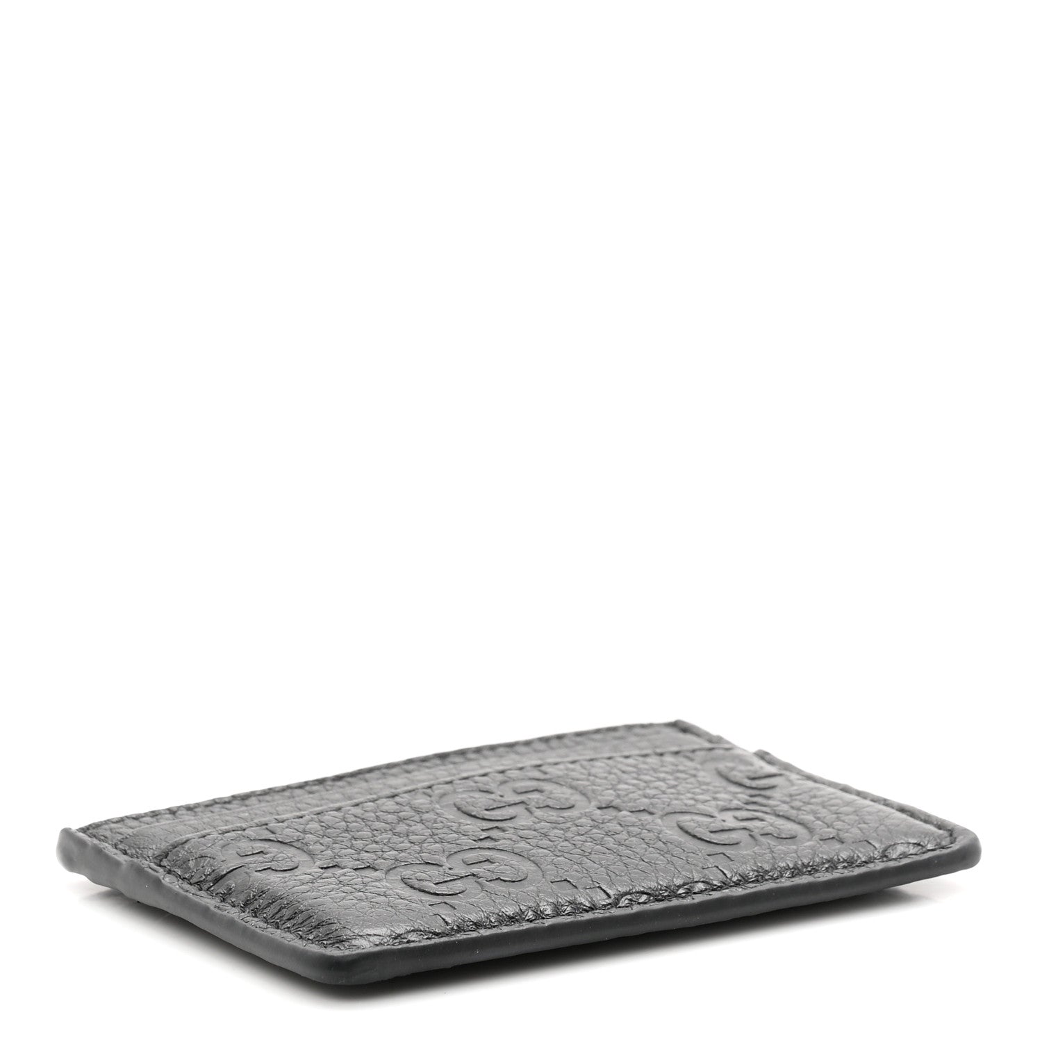 Gucci GG Grainy Calfskin Emblem Card Case Black 4 of 7