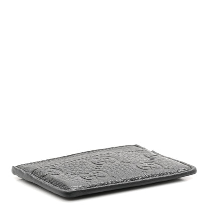 Gucci GG Grainy Calfskin Emblem Card Case Black 4 of 7