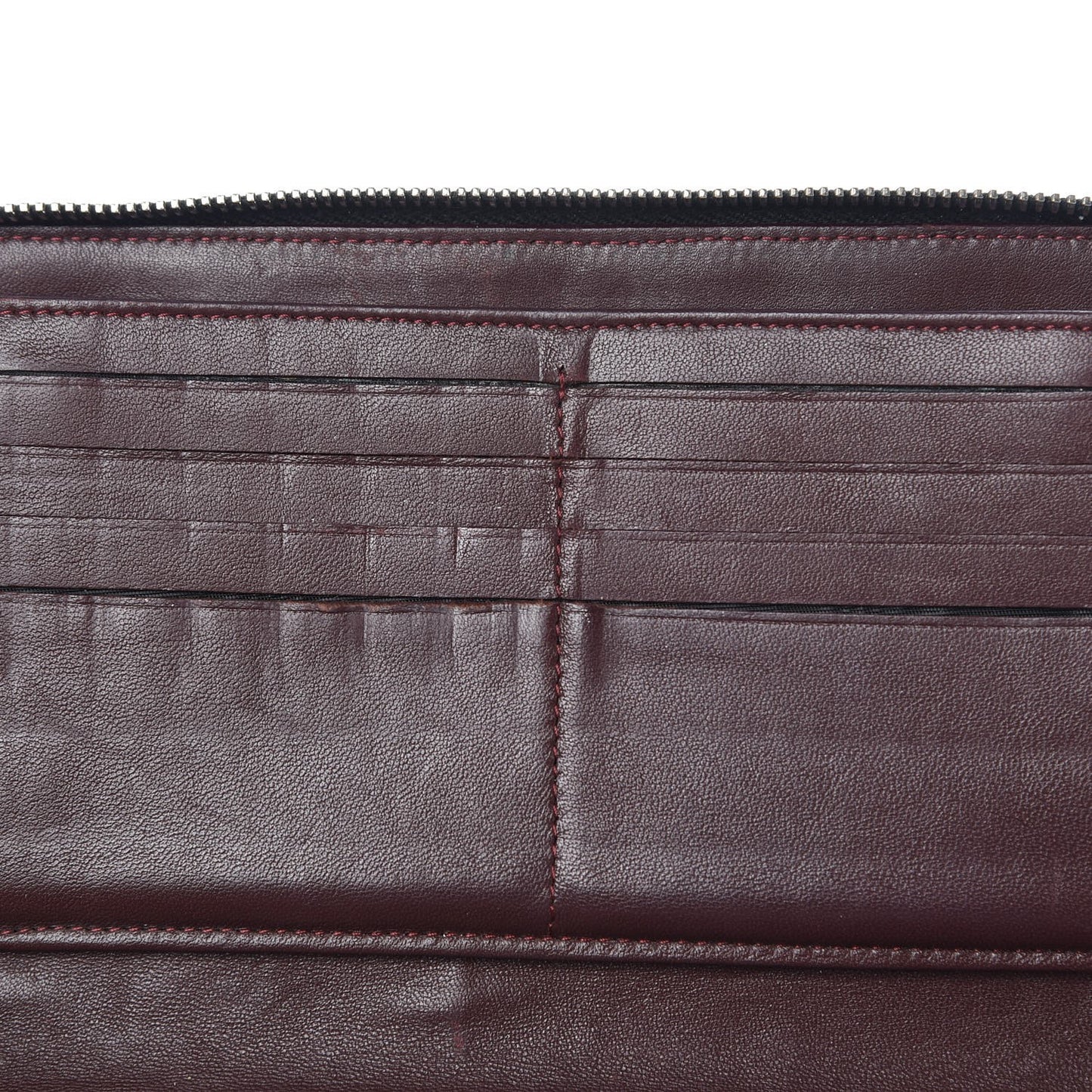 Lambskin Quilted Large Zip Around Organizer Wallet Black
