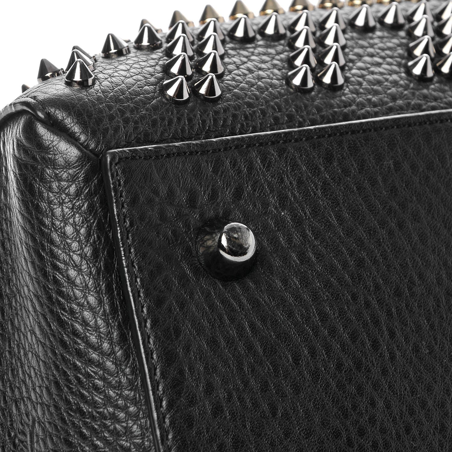 Christian Louboutin Calfskin Mix Chevron Spikes Small Panettone Bowling Bag Black 7 of 8