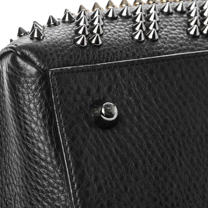 Christian Louboutin Calfskin Mix Chevron Spikes Small Panettone Bowling Bag Black 7 of 8