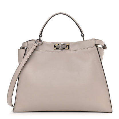 Fendi Vitello Seta Plexiglass Granite Large Peekaboo Iconic Satchel Polvere 1 of 14