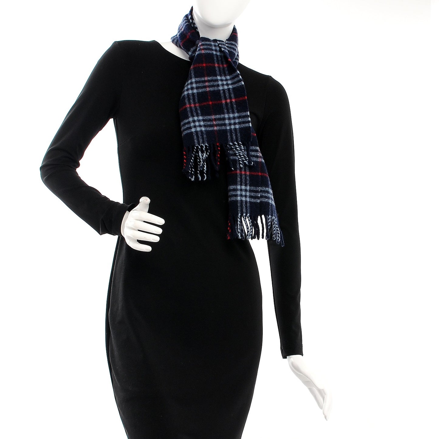Wool Nova Check Fringe Scarf Blue