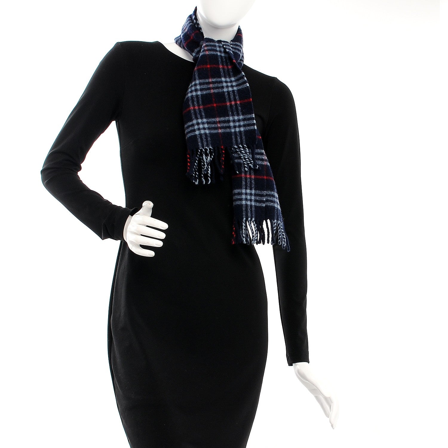 Burberry Wool Nova Check Fringe Scarf Blue 2 of 4