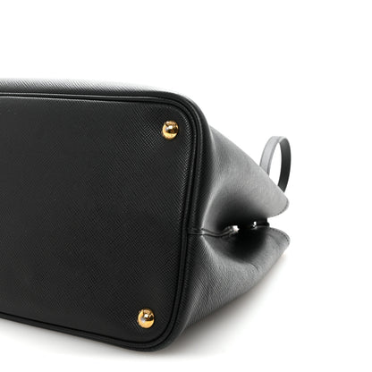 Prada Saffiano Cuir Large Double Bag Black Mughetto 9 of 9