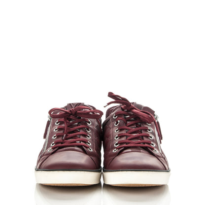 Louis Vuitton Calfskin Suede Damier Infini Aventure Zip Up Sneakers 10 Bordeaux 2 of 7
