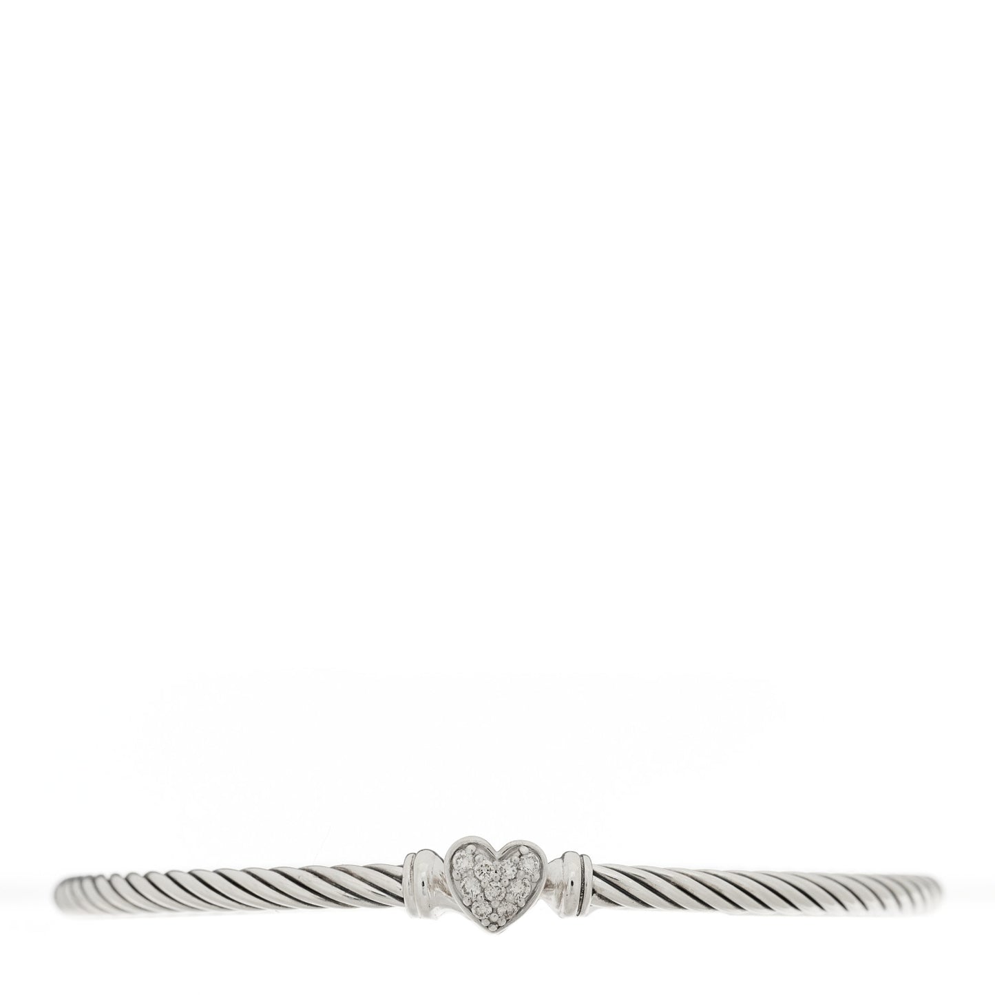 Sterling Silver Diamond Cable Collectibles Heart Bracelet