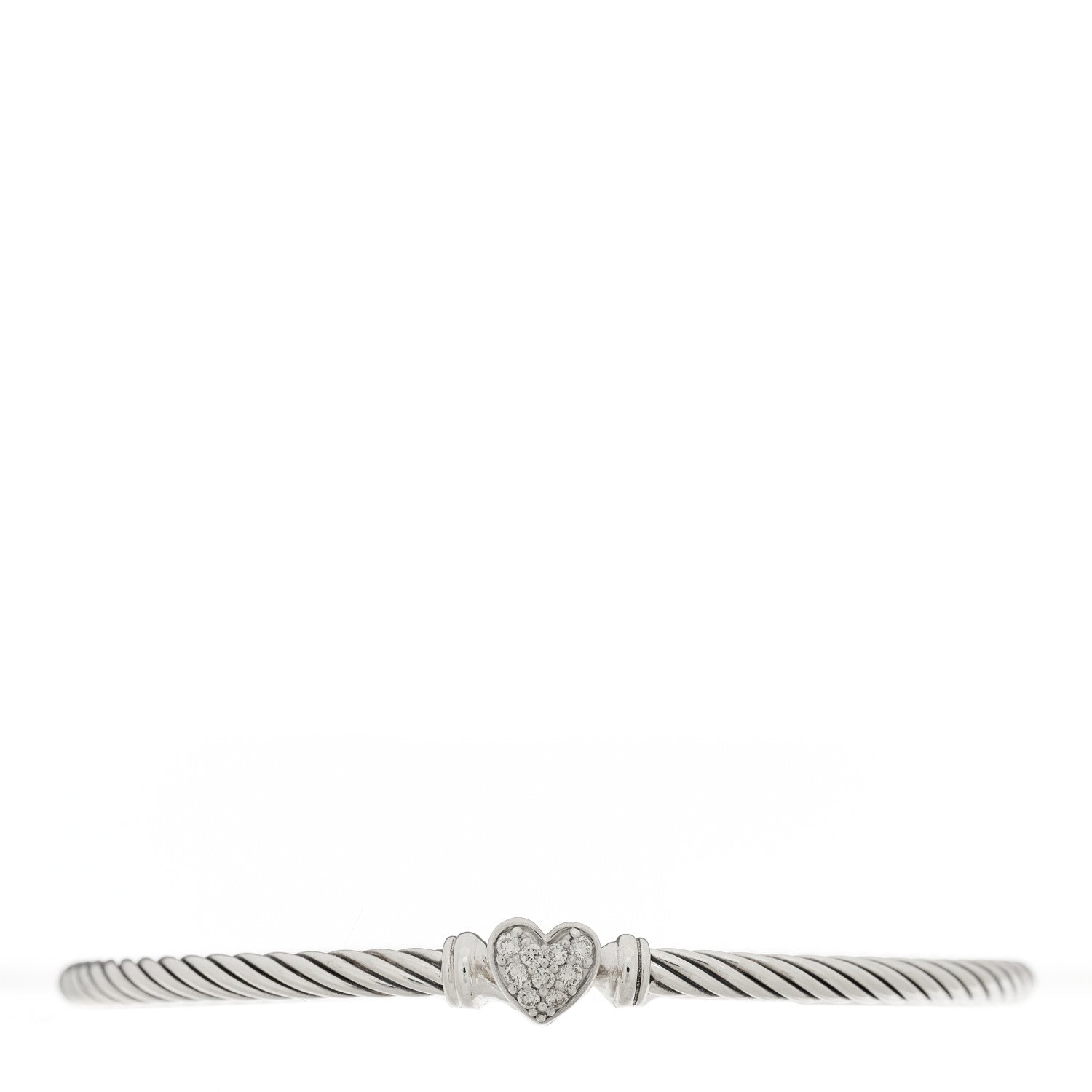David Yurman Sterling Silver Diamond Cable Collectibles Heart Bracelet 1 of 3