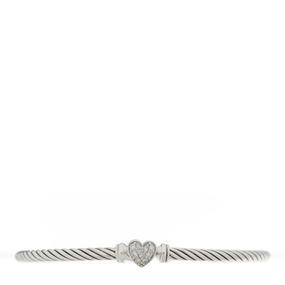David Yurman Sterling Silver Diamond Cable Collectibles Heart Bracelet 1 of 3