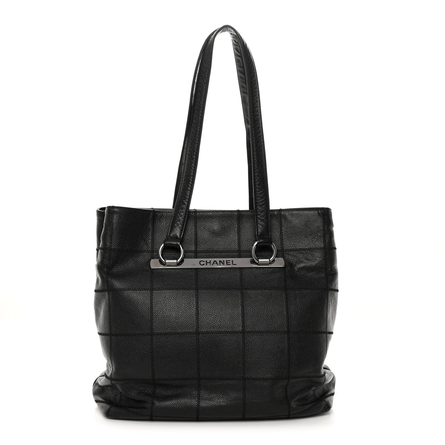 Caviar Square Stitched Large Tote Black