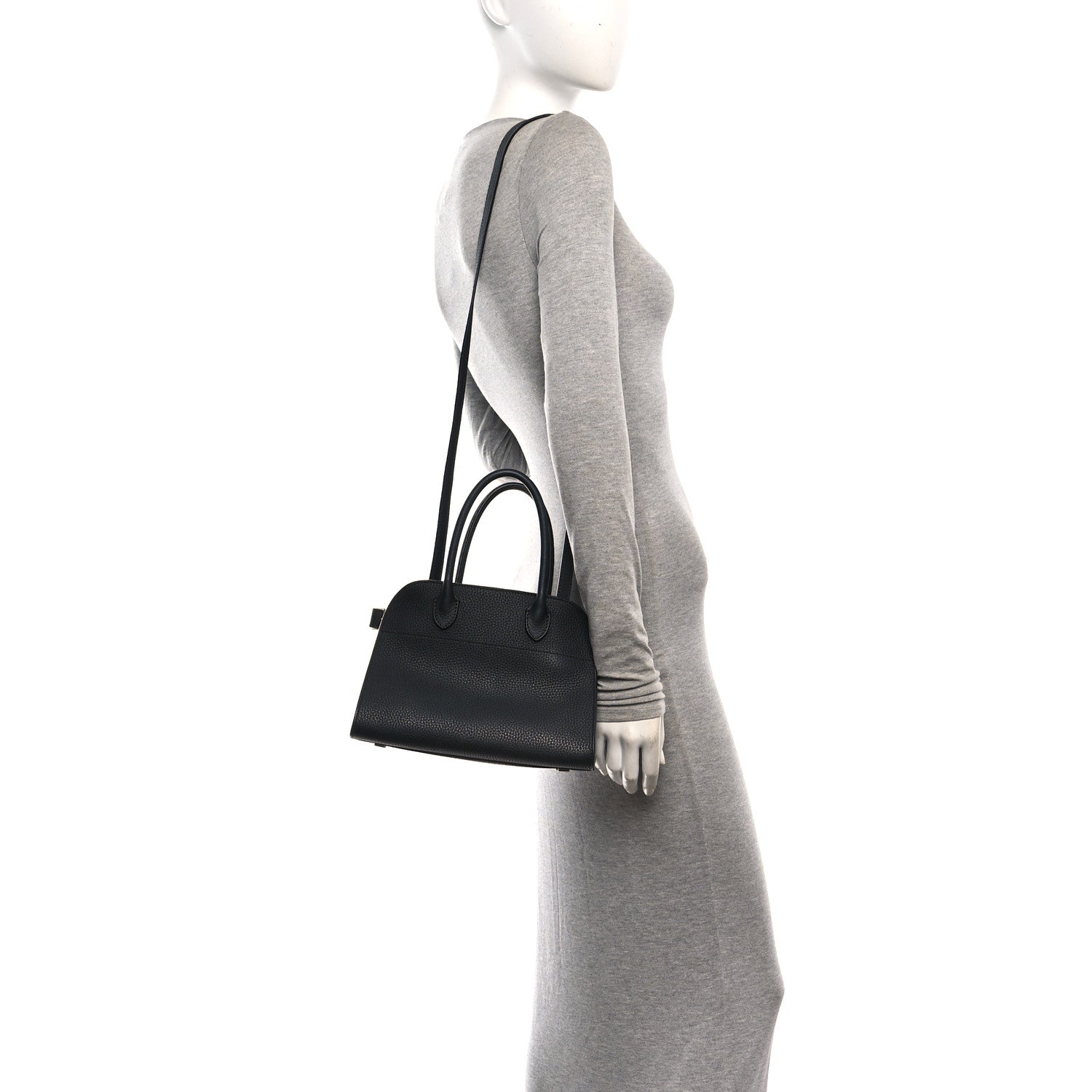 The Row Grained Calfskin Soft Margaux 10 Bag Black 3 of 9