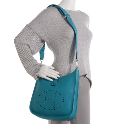 Hermes Taurillon Clemence Evelyne III PM Turquoise 2 of 7