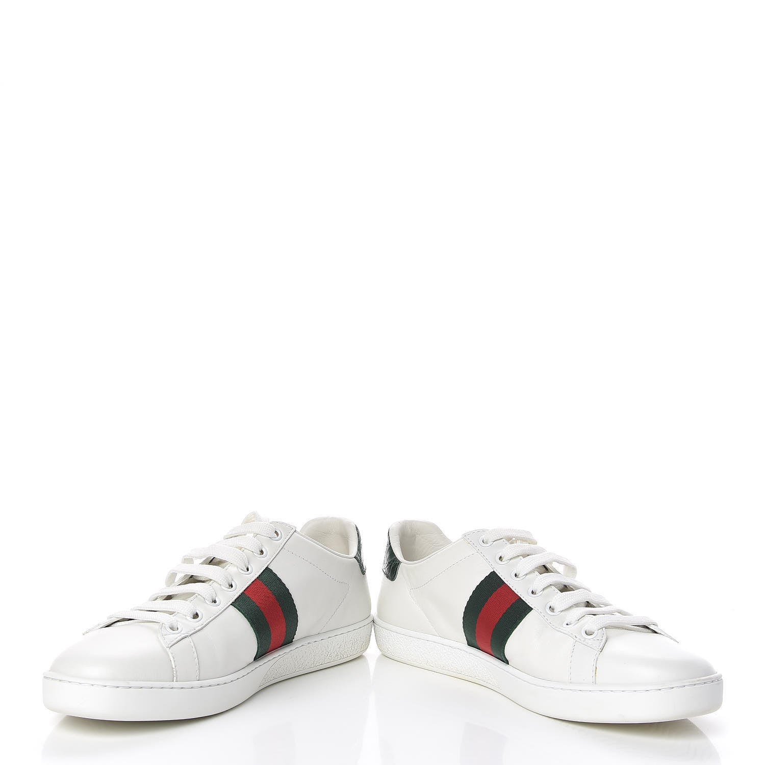 Gucci Calfskin Crocodile Web Womens Ace Sneakers 37.5 White Green 5 of 16