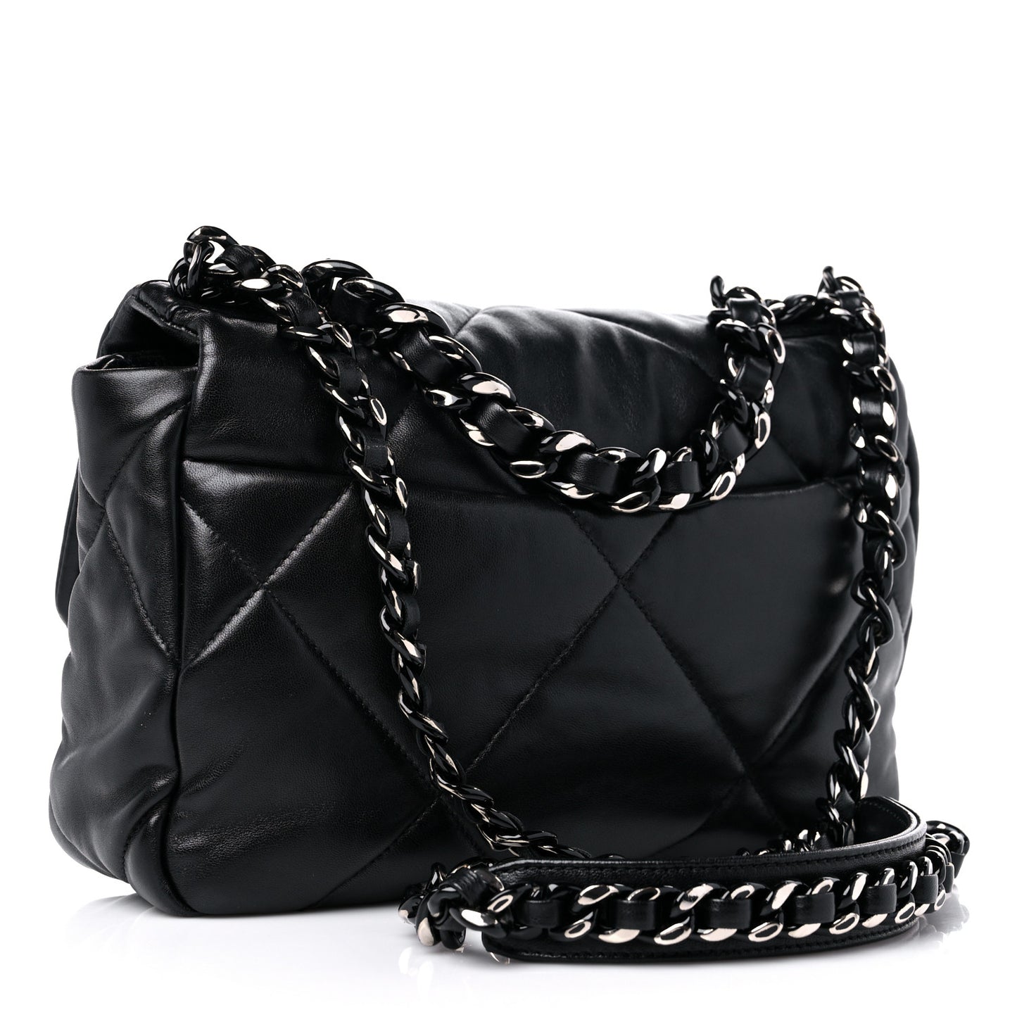 Lambskin Quilted Medium Chanel 19 Flap So Black